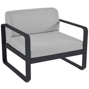 &Scaron;ed&eacute; čalouněn&eacute; zahradn&iacute; křeslo Fermob Bellevie s antracitovou podnož&iacute;