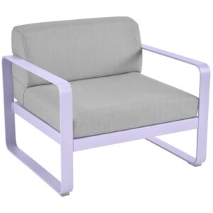 &Scaron;ed&eacute; čalouněn&eacute; zahradn&iacute; křeslo Fermob Bellevie s fialovou podnož&iacute;