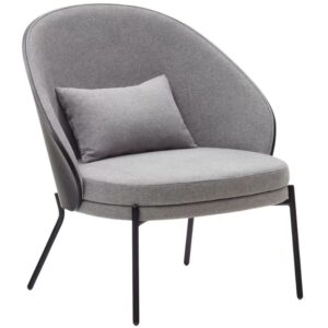 &Scaron;ed&eacute; l&aacute;tkov&eacute; křeslo Kave Home Eamy s čern&yacute;m dřevěn&yacute;m opěradlem