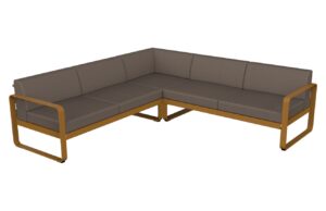 &Scaron;edohněd&aacute; zahradn&iacute; rohov&aacute; pohovka Fermob Bellevie 231 cm s hnědou podnož&iacute;