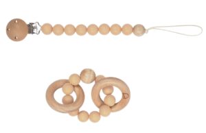 Set b&eacute;žov&eacute;ho silikonov&eacute;ho kous&aacute;tka a klipu na dudl&iacute;k Kave Home Epiphany