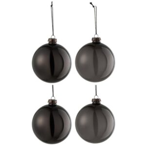 Set čtyř čern&yacute;ch skleněn&yacute;ch v&aacute;nočn&iacute;ch ozdob J-Line Hole 10 cm