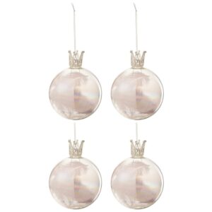 Set čtyř růžov&yacute;ch skleněn&yacute;ch v&aacute;nočn&iacute;ch ozdob J-Line Atira 10 cm