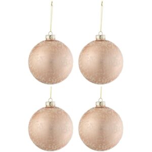 Set čtyř růžov&yacute;ch skleněn&yacute;ch v&aacute;nočn&iacute;ch ozdob J-Line Pearl 12 cm