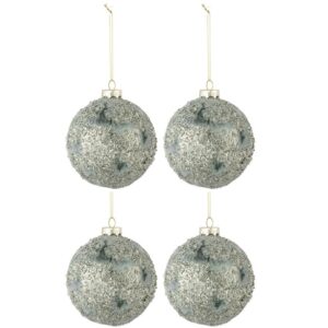Set čtyř &scaron;edo zelen&yacute;ch skleněn&yacute;ch v&aacute;nočn&iacute;ch ozdob J-Line Aislin 10