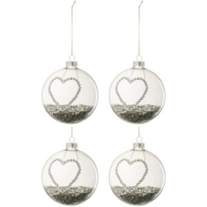 Set čtyř skleněn&yacute;ch v&aacute;nočn&iacute;ch ozdob J-Line Orois 10 cm