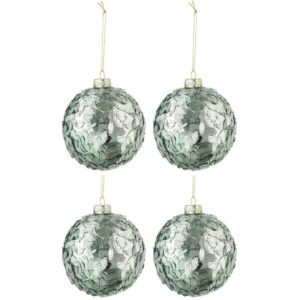 Set čtyř skleněn&yacute;ch zelen&yacute;ch v&aacute;nočn&iacute;ch ozdob J-Line Grien 10