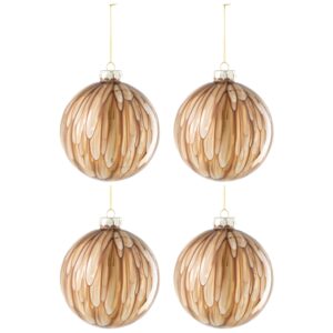 Set čtyř zlatohněd&yacute;ch skleněn&yacute;ch v&aacute;nočn&iacute;ch ozdob J-line Kish 12 cm