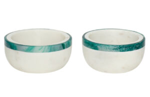 Set dvou b&iacute;lo zelen&yacute;ch mramorov&yacute;ch misek H&uuml;bsch Snacky 12/13 cm