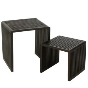 Set dvou čern&yacute;ch dřevěn&yacute;ch konferenčn&iacute;ch stolků J-line Yella 50 x 45/40 x 40 cm