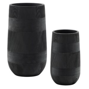 Set dvou čern&yacute;ch zahradn&iacute;ch květin&aacute;čů Kave Home Tival &Oslash; 24/35 cm