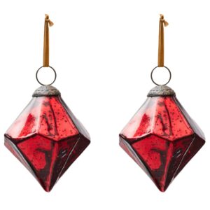 Set dvou červen&yacute;ch skleněn&yacute;ch v&aacute;nočn&iacute;ch ozdob Kave Home Argin 10 cm