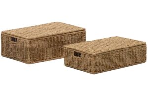 Set dvou dekorativn&iacute;ch ko&scaron;ů s v&iacute;ky Kave Home Tossa 57x36 cm/60x40 cm z př&iacute;rodn&iacute;ch vl&aacute;ken