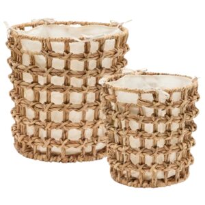 Set dvou dekorativn&iacute;ch ko&scaron;ů z př&iacute;rodn&iacute;ch vl&aacute;ken Kave Home Dilam 30/38 cm