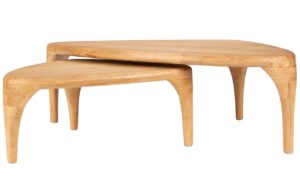 Set dvou dubov&yacute;ch konferenčn&iacute;ch stolků ZUIVER ISLA 70x50/110x60 cm