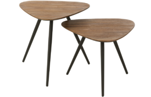 Set dvou hněd&yacute;ch teakov&yacute;ch odkl&aacute;dac&iacute;ch stolků J-line Tooky 50/42 cm