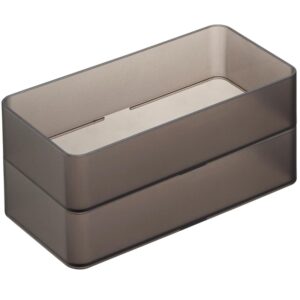 Set dvou kouřově &scaron;ed&yacute;ch plastov&yacute;ch organiz&eacute;rů Yamazaki Tower 16 x 8 cm