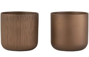 Set dvou měděn&yacute;ch keramick&yacute;ch květin&aacute;čů J-line Gerda 26