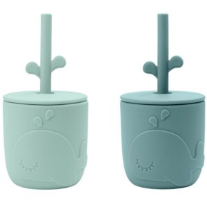 Set dvou modr&yacute;ch dětsk&yacute;ch hrnečků Done by Deer Peekaroo Wally