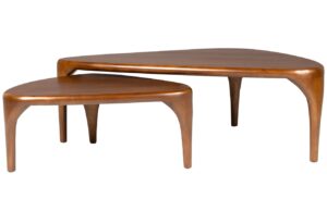 Set dvou ořechov&yacute;ch konferenčn&iacute;ch stolků ZUIVER ISLA 70x50/110x60 cm