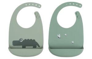 Set dvou zelen&yacute;ch silikonov&yacute;ch brynd&aacute;ků Done by Deer Croco