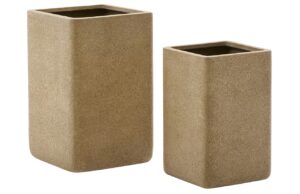 Set dvou žlut&yacute;ch zahradn&iacute;ch květin&aacute;čů Kave Home Minoa I.