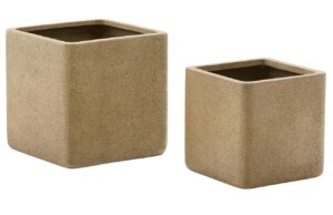 Set dvou žlut&yacute;ch zahradn&iacute;ch květin&aacute;čů Kave Home Minoa II.