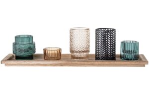 Set pěti modr&yacute;ch skleněn&yacute;ch sv&iacute;cnů na t&aacute;cu Bloomingville Sanga