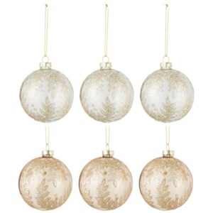 Set &scaron;esti b&iacute;l&yacute;ch/zlat&yacute;ch skleněn&yacute;ch v&aacute;nočn&iacute;ch ozdob J-Line Nylah 8