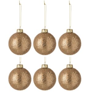 Set &scaron;esti hněd&yacute;ch skleněn&yacute;ch v&aacute;nočn&iacute;ch ozdob J-line Eddy 8 cm