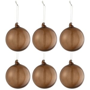 Set &scaron;esti hněd&yacute;ch skleněn&yacute;ch v&aacute;nočn&iacute;ch ozdob J-line Ivory 8 cm