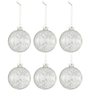 Set &scaron;esti stř&iacute;brn&yacute;ch skleněn&yacute;ch v&aacute;nočn&iacute;ch ozdob J-Line Ween 10