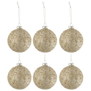 Set &scaron;esti zlat&yacute;ch skleněn&yacute;ch v&aacute;nočn&iacute;ch ozdob J-line Pia 8 cm