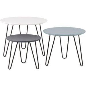 Set tř&iacute; barevn&yacute;ch konferenčn&iacute;ch stolků Somcasa Fabio 60/50/40 cm