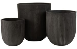 Set tř&iacute; čern&yacute;ch keramick&yacute;ch květin&aacute;čů J-line Flawi 57/47/37 cm