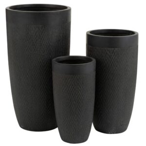 Set tř&iacute; čern&yacute;ch keramick&yacute;ch květin&aacute;čů J-line Geramio 72/58/46 cm