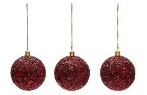 Set tř&iacute; červen&yacute;ch v&aacute;nočn&iacute;ch ozdob Kave Home Briam 7 cm