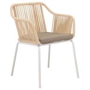 Somcasa B&eacute;žov&aacute; zahradn&iacute; židle Penny s b&iacute;lou podnož&iacute;