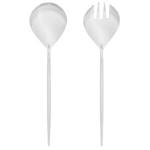 Stř&iacute;brn&aacute; kovov&aacute; sada př&iacute;borů na sal&aacute;t Kave Home Crisps