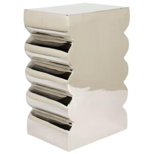 Stř&iacute;brn&aacute; kovov&aacute; stolička ZUIVER CURVES 45 cm