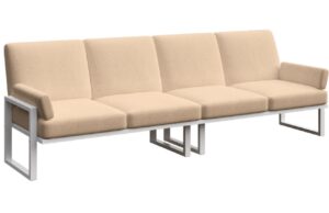 Světle hněd&aacute; čtyřm&iacute;stn&aacute; zahradn&iacute; pohovka MESONICA Soledo s b&iacute;lou podnož&iacute; 270 cm