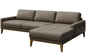 Světle hněd&aacute; kožen&aacute; rohov&aacute; pohovka MESONICA Musso Tufted