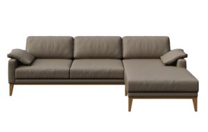 Světle hněd&aacute; kožen&aacute; rohov&aacute; pohovka MESONICA Musso