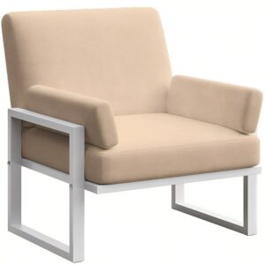 Světle hněd&eacute; zahradn&iacute; křeslo MESONICA Soledo s b&iacute;lou podnož&iacute;