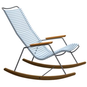 Světle modr&eacute; plastov&eacute; houpac&iacute; zahradn&iacute; křeslo HOUE Click