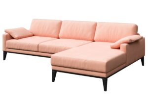 Světle růžov&aacute; sametov&aacute; rohov&aacute; pohovka MESONICA Musso 248 cm