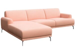 Světle růžov&aacute; sametov&aacute; rohov&aacute; pohovka MESONICA Puzo 240 cm