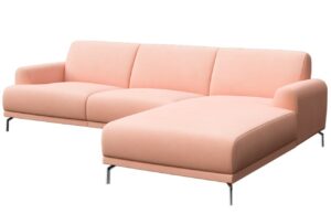 Světle růžov&aacute; sametov&aacute; rohov&aacute; pohovka MESONICA Puzo 240 cm