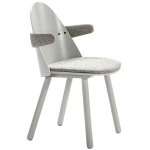 Světle &scaron;ed&aacute; jasanov&aacute; j&iacute;deln&iacute; židle Teulat Uma s područkami