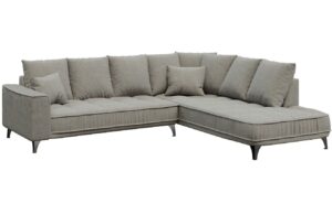 Světle &scaron;ed&aacute; l&aacute;tkov&aacute; rohov&aacute; pohovka DEVICHY Chloe 288 cm